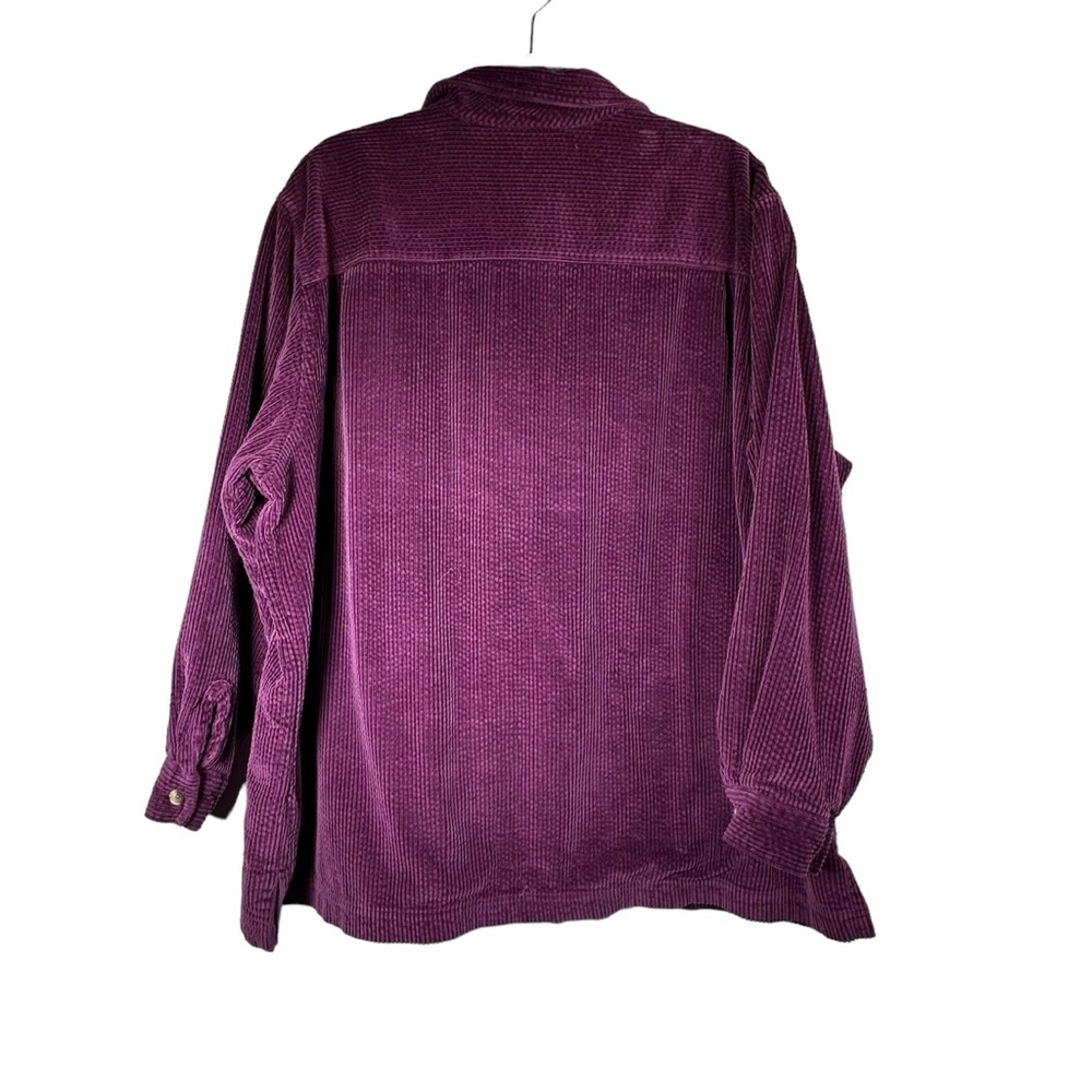 LL Bean Corduroy Shirt Jacket Womens 3X Purple Flannel Lined Shacket - Picture 2 of 12